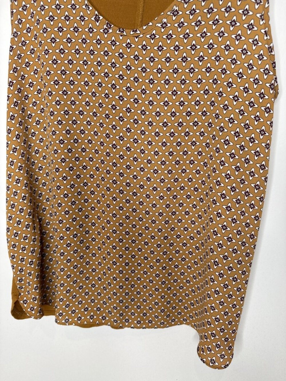 LOFT Outlet Women's S Yellow Geometric Sleeveless Tank Top Scoop Neck - Picture 9 of 11